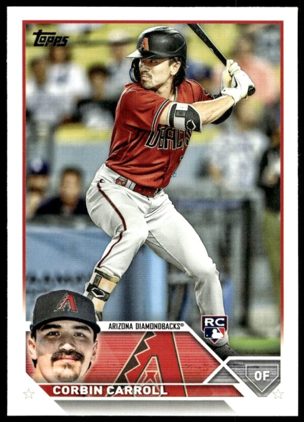 Corbin Carroll 2023 Topps Series 2 card #401, Arizona Diamondbacks action shot.