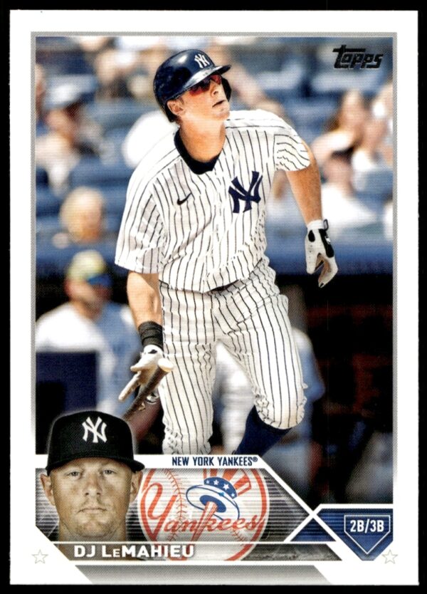 Front view of DJ LeMahieu 2023 Topps Series 2 baseball card #658, New York Yankees.