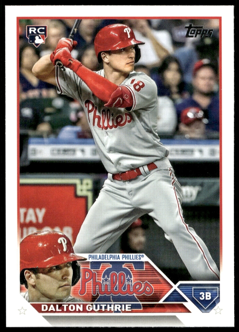 Dalton Guthrie 2023 Topps Series 2 baseball card featuring Phillies action shot, #398.