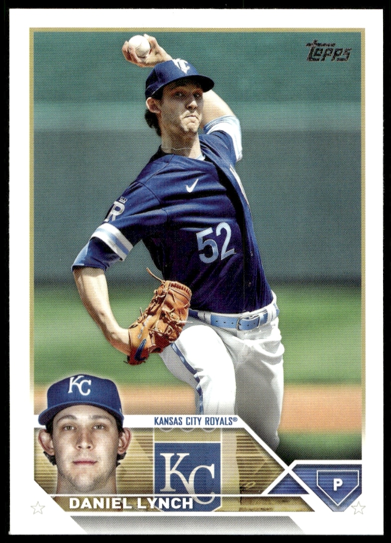 Daniel Lynch pitching on 2023 Topps Series 2 card #397, showcasing focus and intensity.