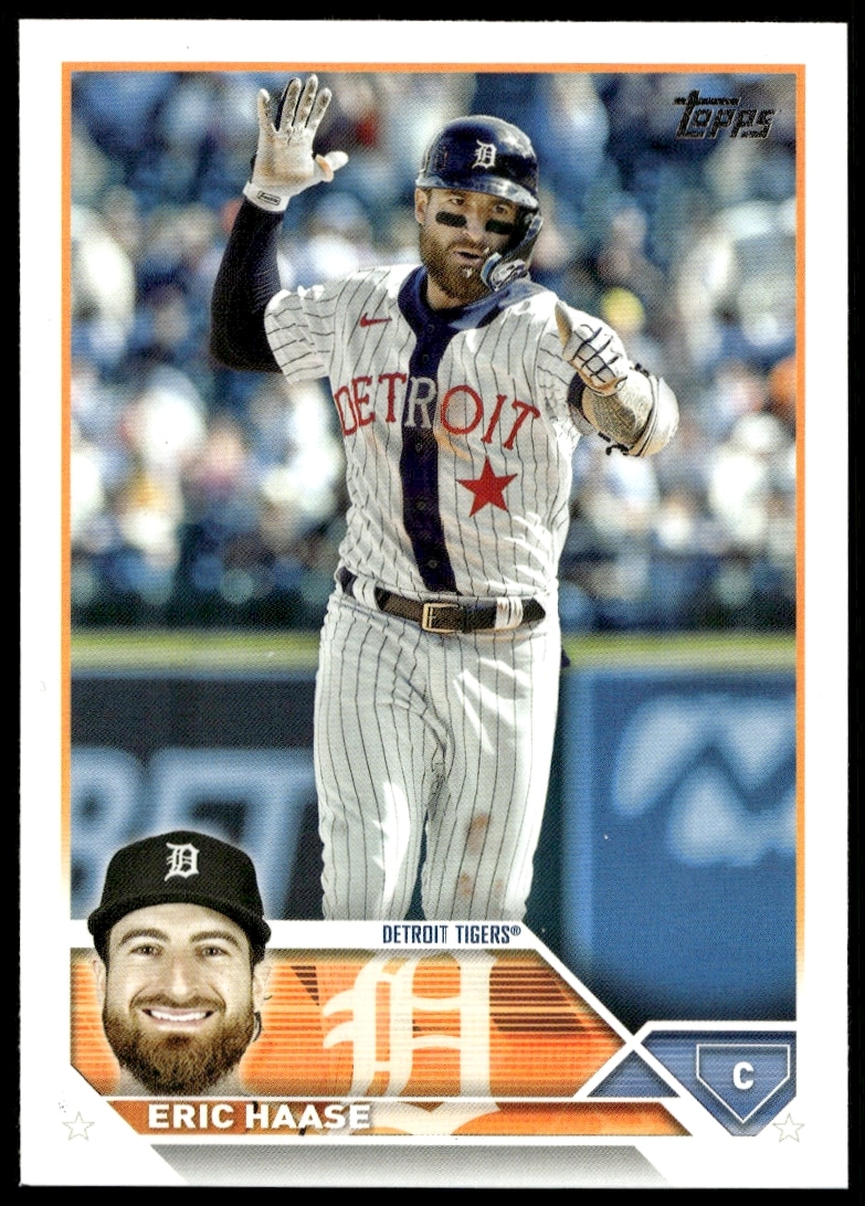 2023 Topps Eric Haase Baseball Card #591, showcasing dynamic action and team uniform.