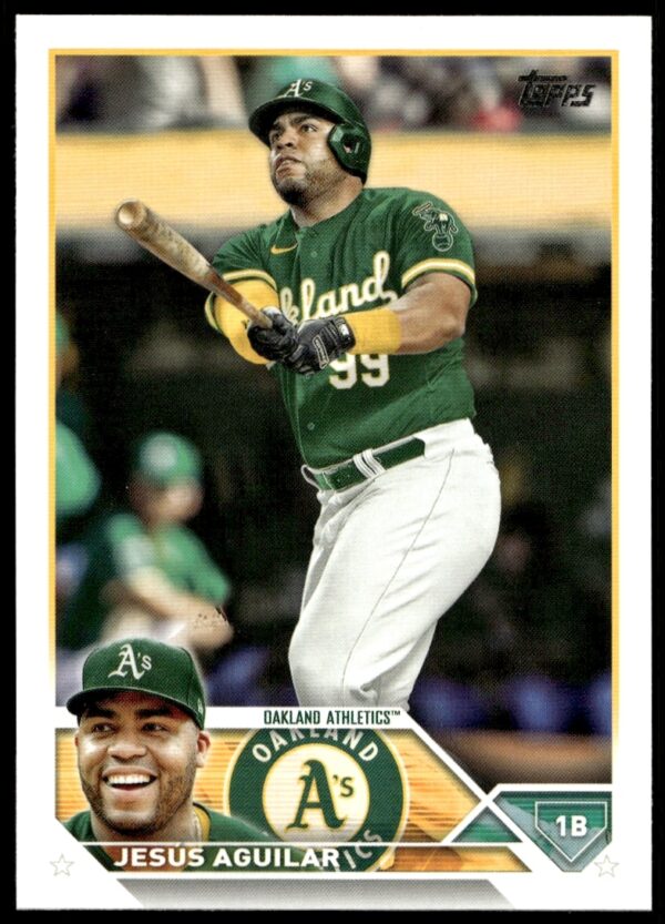 2023 Topps Series 2 Jesus Aguilar baseball card #554 featuring an action shot.