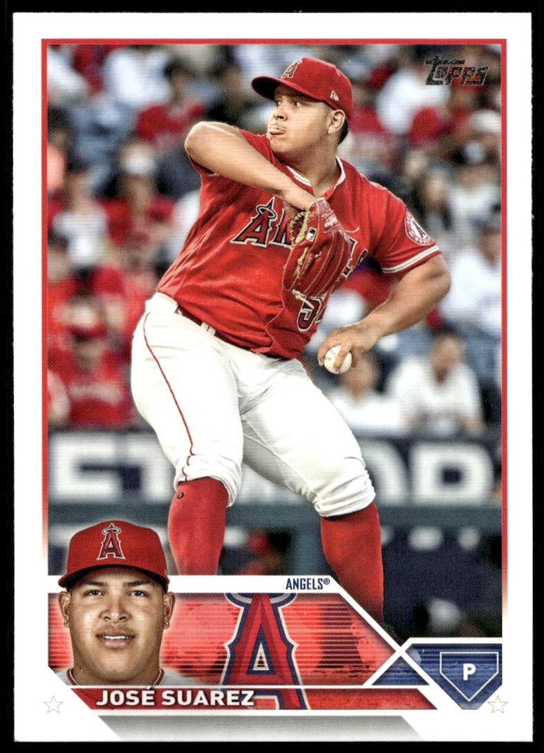 2023 Topps Series 2 Jose Suarez Baseball Card #609 Front - Los Angeles Angels Pitcher