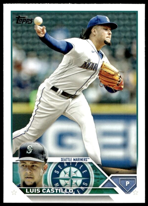 Luis Castillo pitching on 2023 Topps Series 2 baseball card #468.