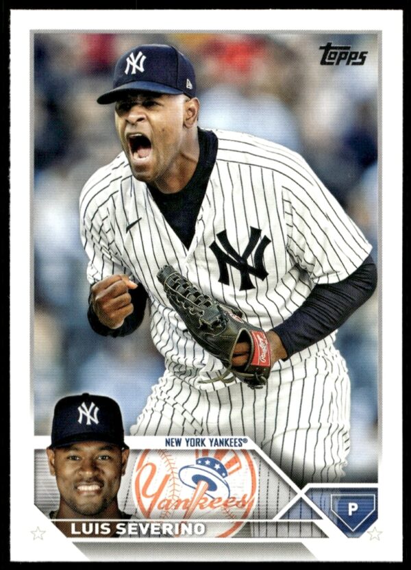 Luis Severino Yankees 2023 Topps Card #349 Front - Pitching Action Image