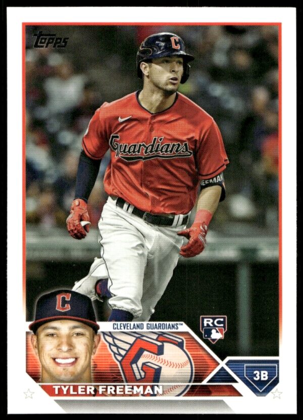 2023 Topps Series 2 Baseball Card, Tyler Freeman #462, Action Pose, Front View.