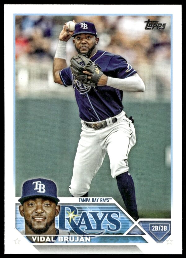 Vidal Brujan 2023 Topps Baseball Card #613, Tampa Bay Rays, action pose.