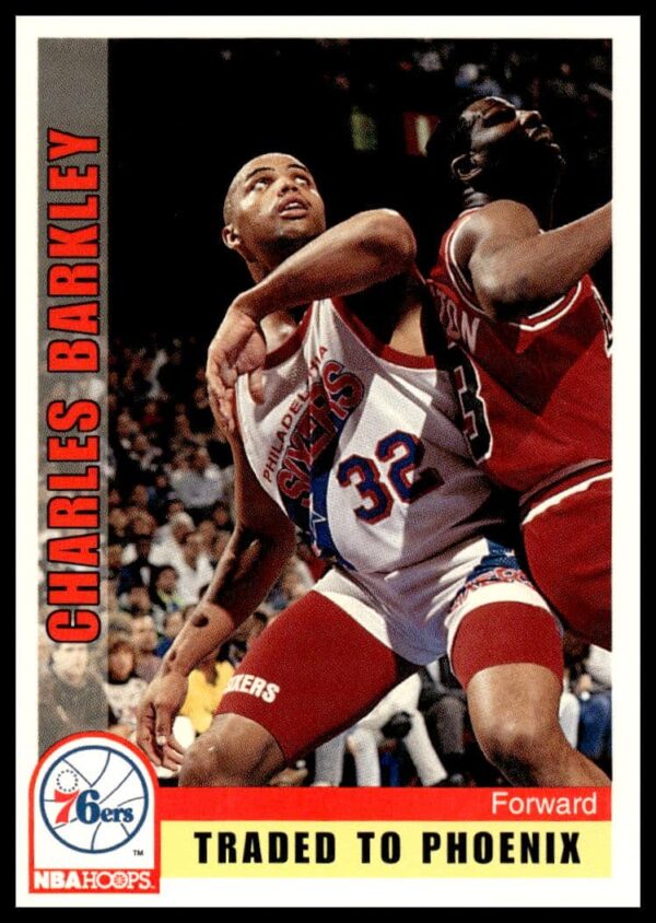 Charles Barkley 1992-93 Hoops Card #170 showcasing him in a Philadelphia 76ers uniform.