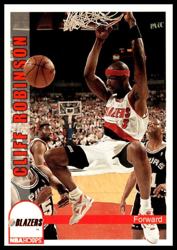 Cliff Robinson 1992-93 Hoops Basketball Card #194, Portland Trail Blazers, action shot.