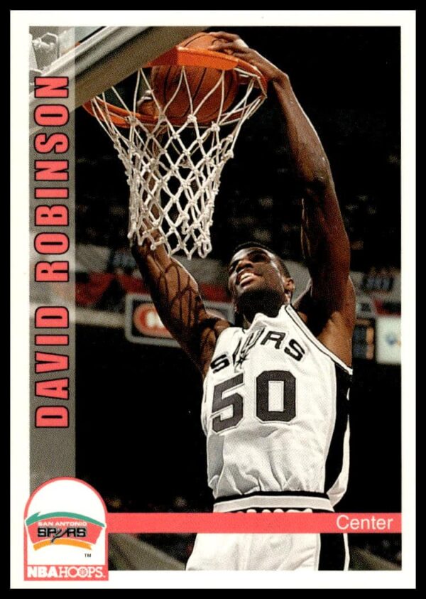 David Robinson 1992-93 Hoops Series 1 Card #209, San Antonio Spurs Action Shot.