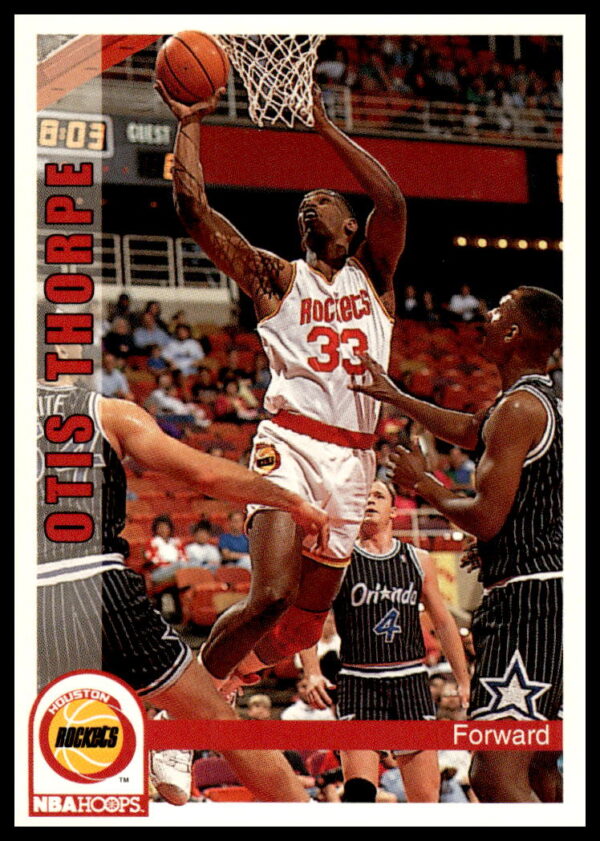 Otis Thorpe 1992-93 Hoops Card #88, featuring action shot and team logo.