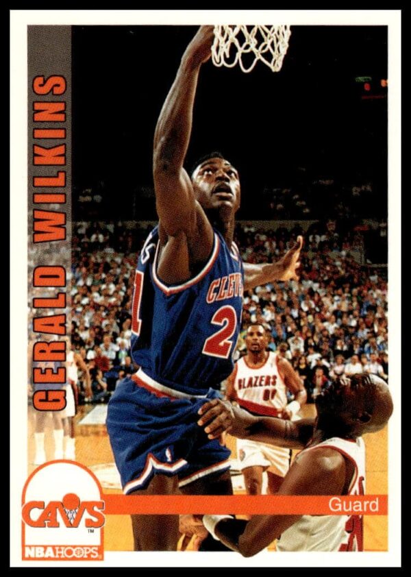 Gerald Wilkins 1992-93 Hoops basketball card #369, New York Knicks uniform, Series 2.