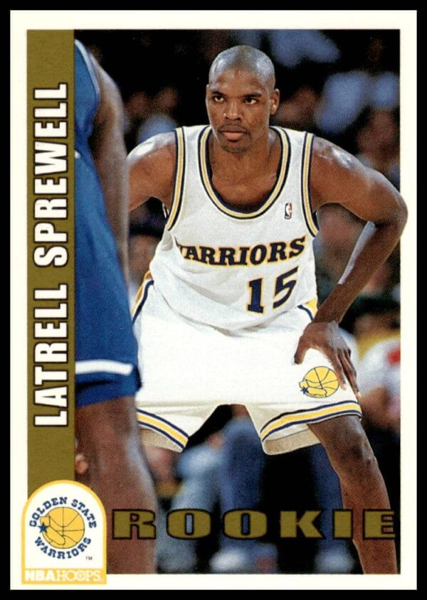 Latrell Sprewell 1992-93 Hoops Series 2 Card #389 (Front) – Warriors Rookie Action Shot