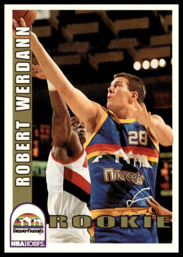 Robert Werdann 1992-93 Hoops Card #379, New Jersey Nets, dynamic basketball action.