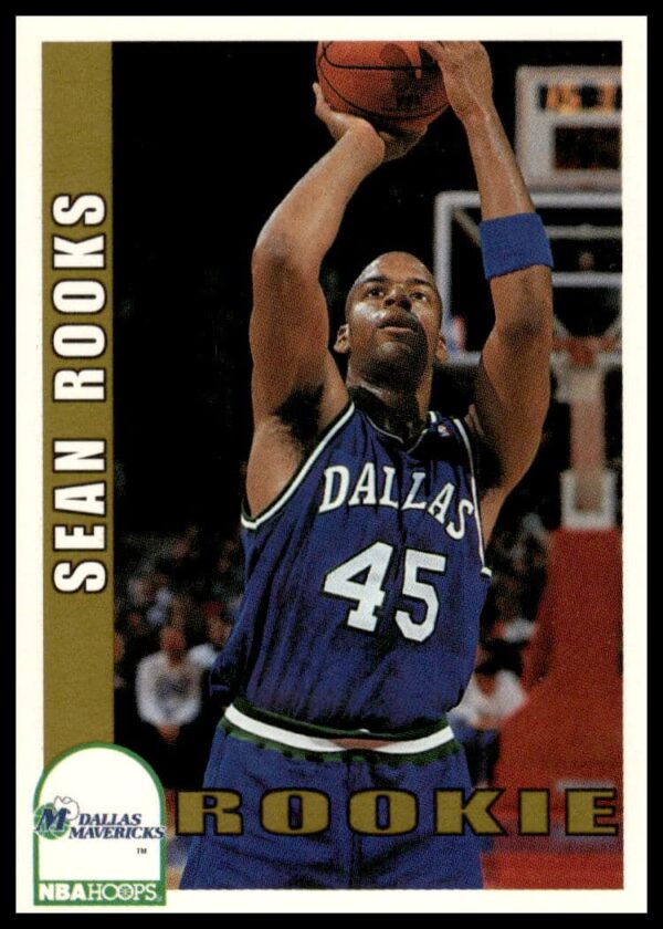 Sean Rooks vintage basketball card, 1992-93 Hoops Series 2, #373, NBA action shot.