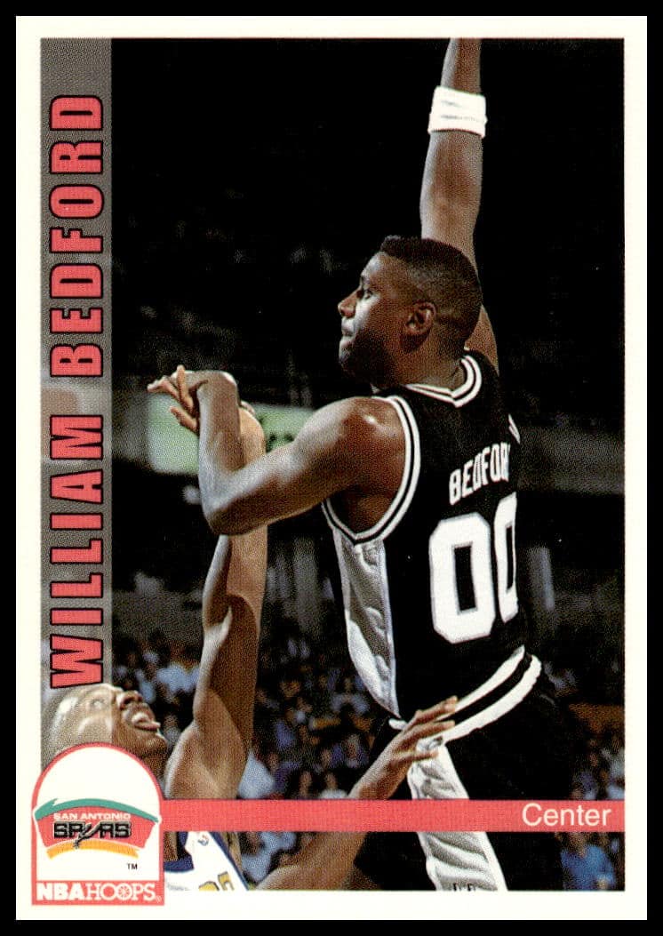 William Bedford 1992-93 Hoops Card #464, NBA action portrait in team uniform.