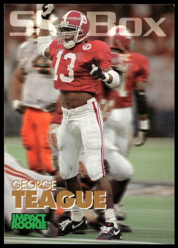 George Teague 1993 SkyBox Impact Card #387 featuring athlete in football gear.