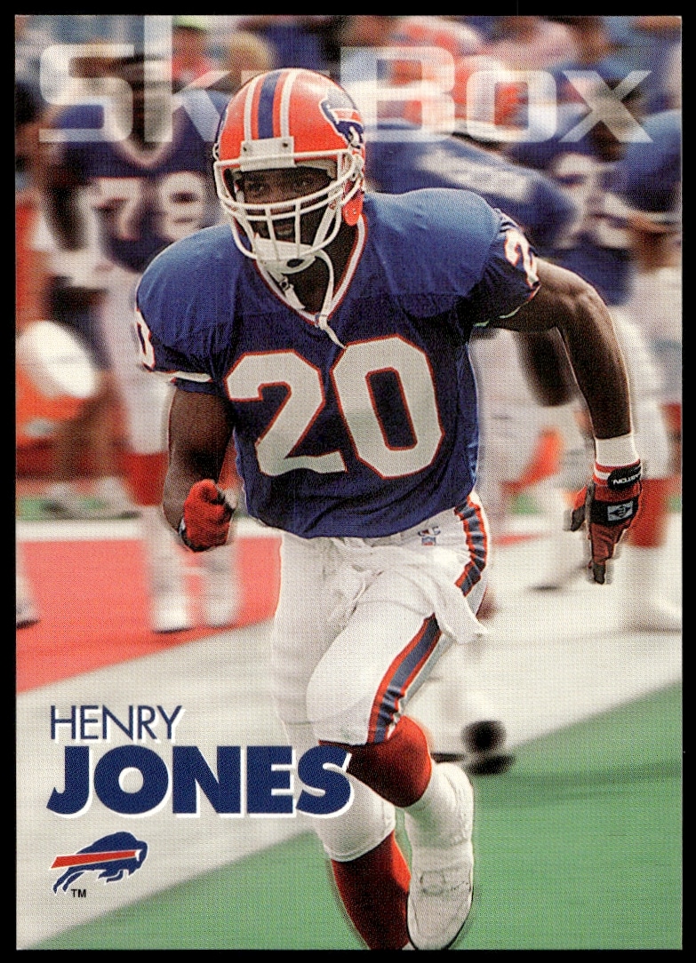 Front of 1993 SkyBox Henry Jones #30 card, featuring vibrant 1990s design elements.