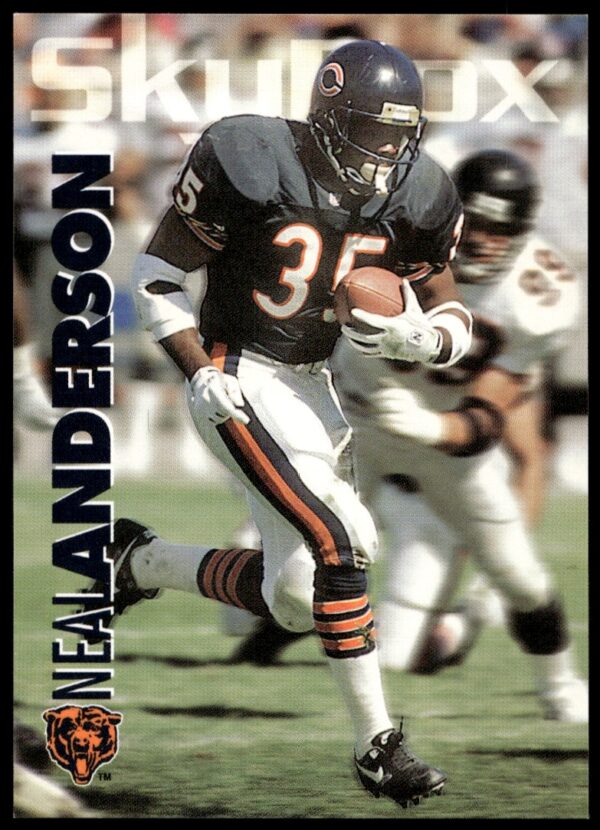 1993 SkyBox Impact Neal Anderson card, Chicago Bears action shot, football collectible #31.