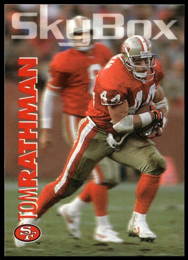 Tom Rathman 1993 SkyBox Impact Card #296, action shot, collectible football trading card.