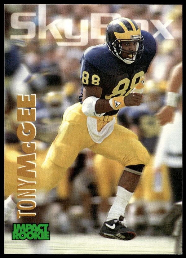 Tony McGee 1993 SkyBox Impact trading card #395, featuring NFL action pose.