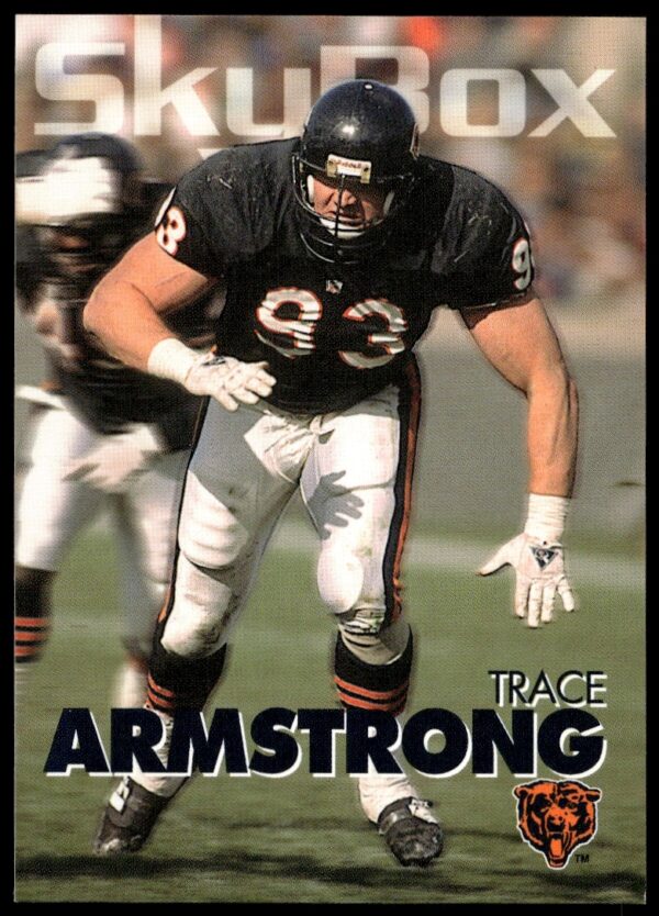 1993 SkyBox Impact football card of Trace Armstrong in Chicago Bears uniform, card #32.