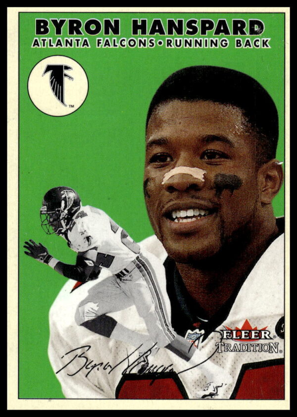Byron Hanspard 2000 Fleer Tradition Card #123 Front View - Football Action Shot.