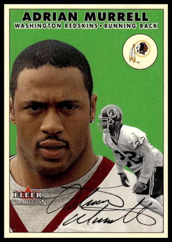 Adrian Murrell 2000 Fleer Glossy NFL Card #159, dynamic football pose.