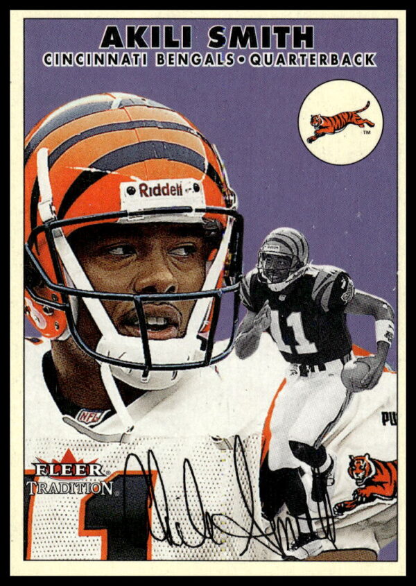 Akili Smith 2000 Fleer Glossy Card #8, Cincinnati Bengals Quarterback, Front View.