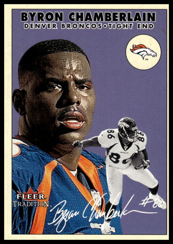 Front view of 2000 Fleer Glossy Byron Chamberlain card #238, showcasing NFL action.
