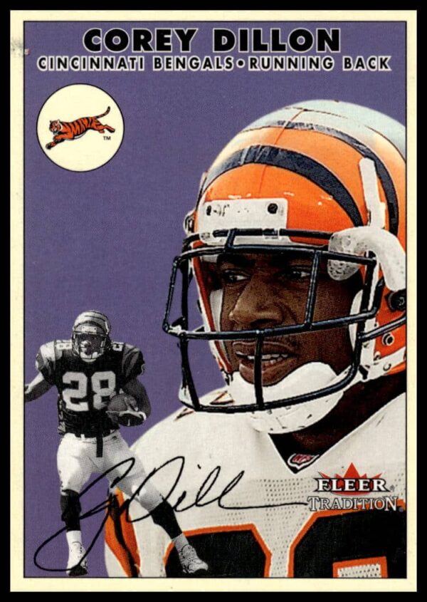 Corey Dillon 2000 Fleer Glossy Card #153, wearing team uniform football collectible.