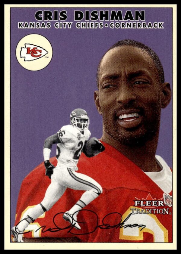 Cris Dishman 2000 Fleer Tradition Glossy Card #217, NFL player in action.