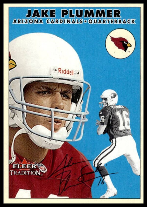 2000 Fleer Glossy Jake Plummer football card showcasing quarterback in action, card number 33.