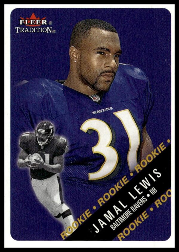 Jamal Lewis 2000 Fleer Glossy Rookie Card #306 in Ravens Uniform (Front).