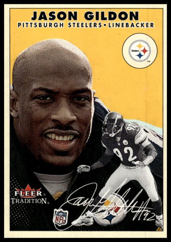 2000 Fleer Tradition Glossy Jason Gildon football card #266, action sports collectible.