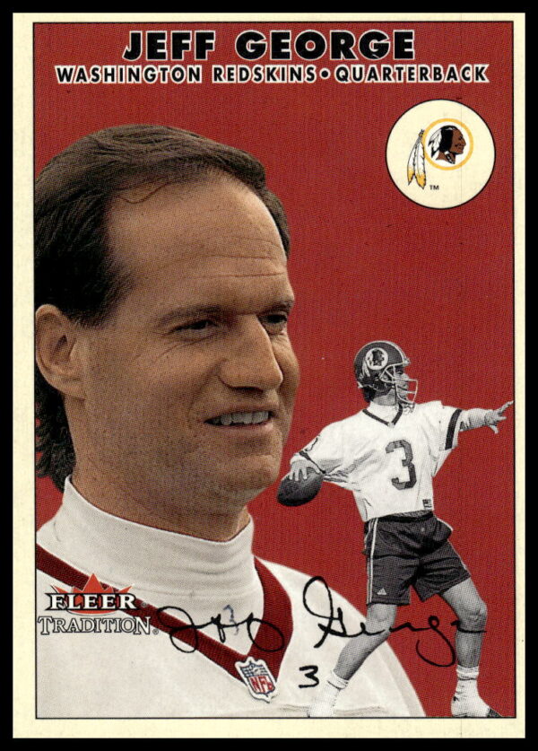 Glossy 2000 Fleer Tradition Card featuring Jeff George, quarterback in action, #279.