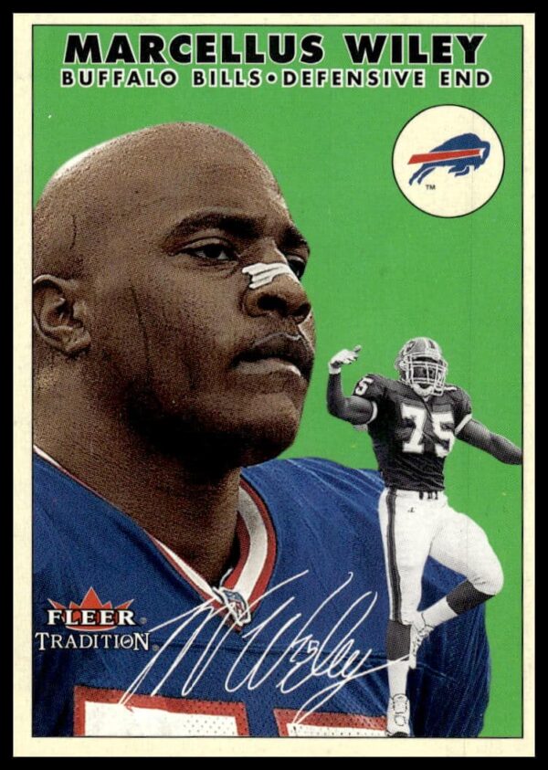 Glossy 2000 Fleer Marcellus Wiley football card #268, featuring Chargers uniform.