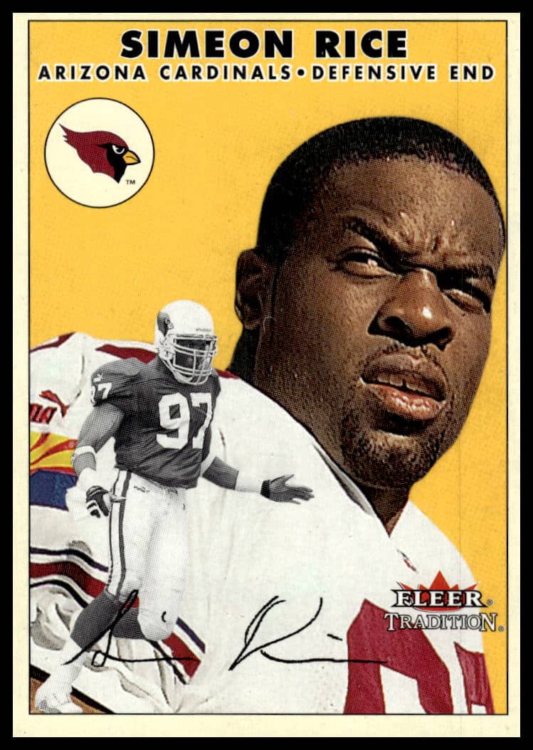 Simeon Rice 2000 Fleer Tradition Glossy Card #59, NFL action shot.