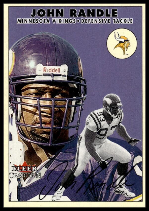 John Randle 2000 Fleer Tradition Football Card #77, showcasing legendary defensive tackle in action.