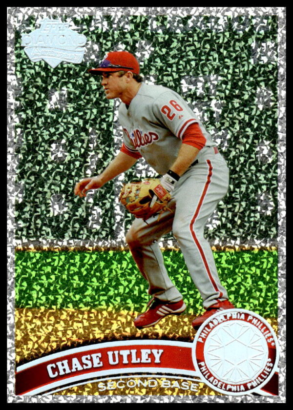 2011 Topps Chase Utley card, Phillies away uniform, Diamond Anniversary series, #214.