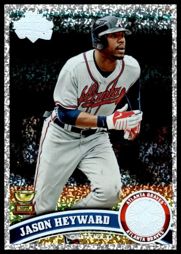 Jason Heyward Cleveland Guardians Topps baseball card, batting stance, collectible, dark border, premium design.
