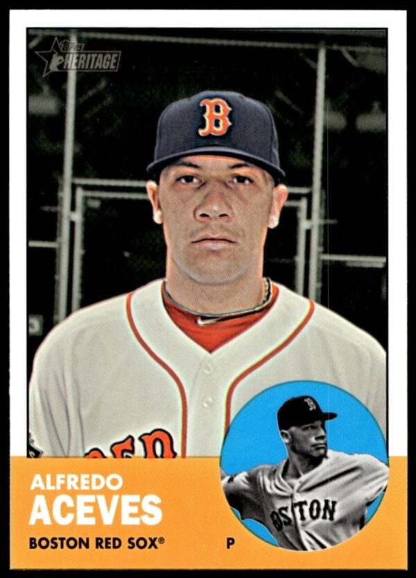 Alfredo Aceves 2012 Topps Heritage Card #H611 – Vintage Red Sox Design, High Number Series.