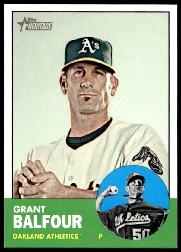 Grant Balfour 2012 Topps Heritage Baseball Card H653 Front View.