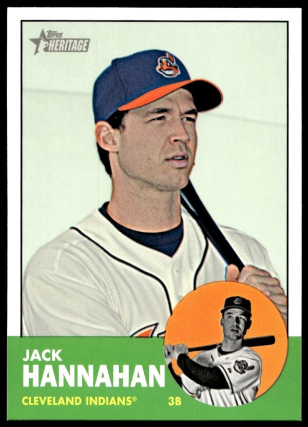 Jack Hannahan 2012 Topps Heritage High Number Card, #H617, featuring nostalgic baseball design.