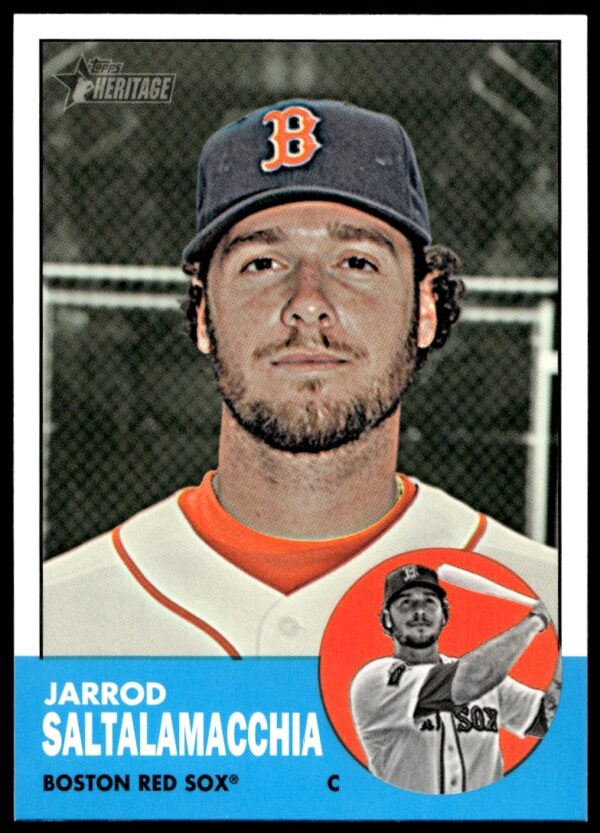 2012 Topps Heritage Jarrod Saltalamacchia #H582, Boston Red Sox catcher, vintage-style baseball card.