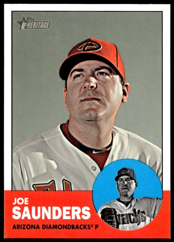 2012 Topps Heritage Joe Saunders baseball card, High Number series #H610, retro design.