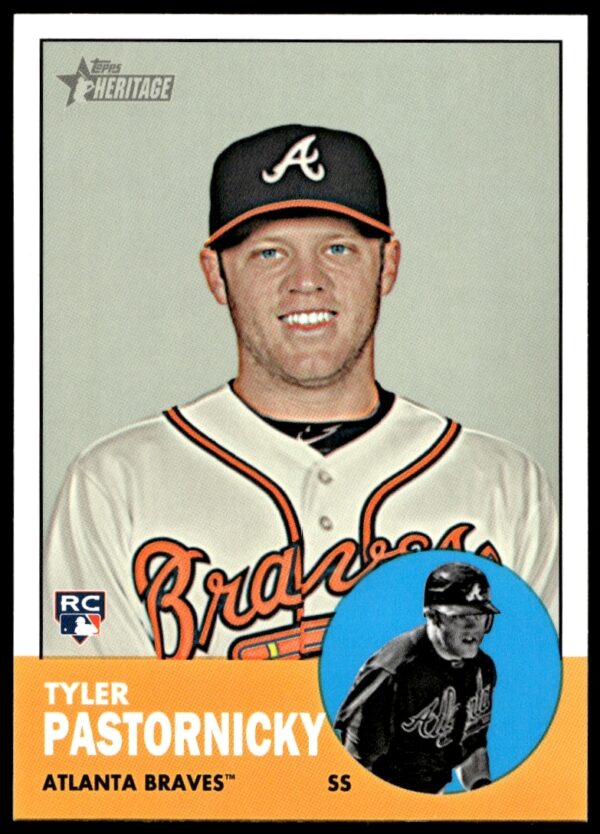 Tyler Pastornicky 2012 Topps Heritage baseball card #H612, Atlanta Braves uniform, vintage design.
