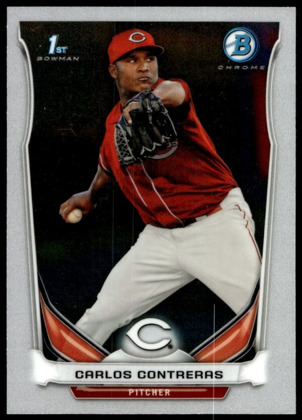 2014 Bowman Chrome Rookie Card - Carlos Contreras Pitching for Cincinnati Reds