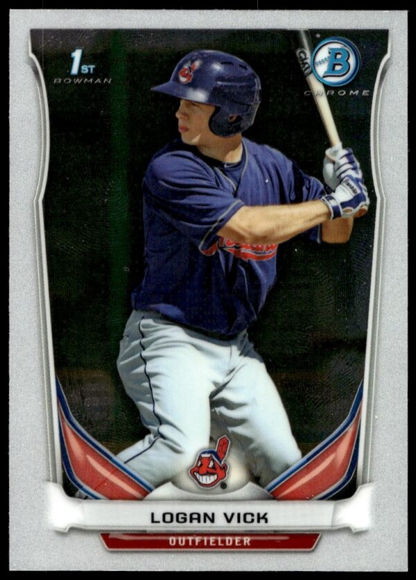 2014 Bowman Chrome Logan Vick Rookie Card #BCP40, vibrant baseball imagery.