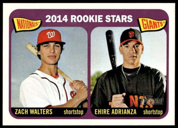 2014 Rookie Stars card: Zach Walters (Nationals) and Ehire Adrianza (Giants) in vintage style.